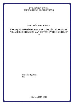 Sáng kiến kinh nghiệm GIÁO VIÊN CHỦ NHIỆM LỚP 11: CHỦ ĐỀ ỨNG DỤNG MÔ HÌNH CHECK-IN CHO HỌC SINH